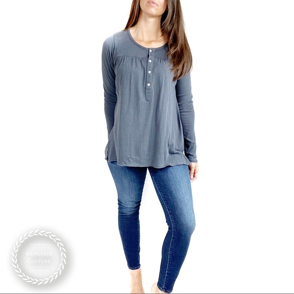 Chaser Tops - CHASER Long Sleeve Loose Fit Henley Shirt